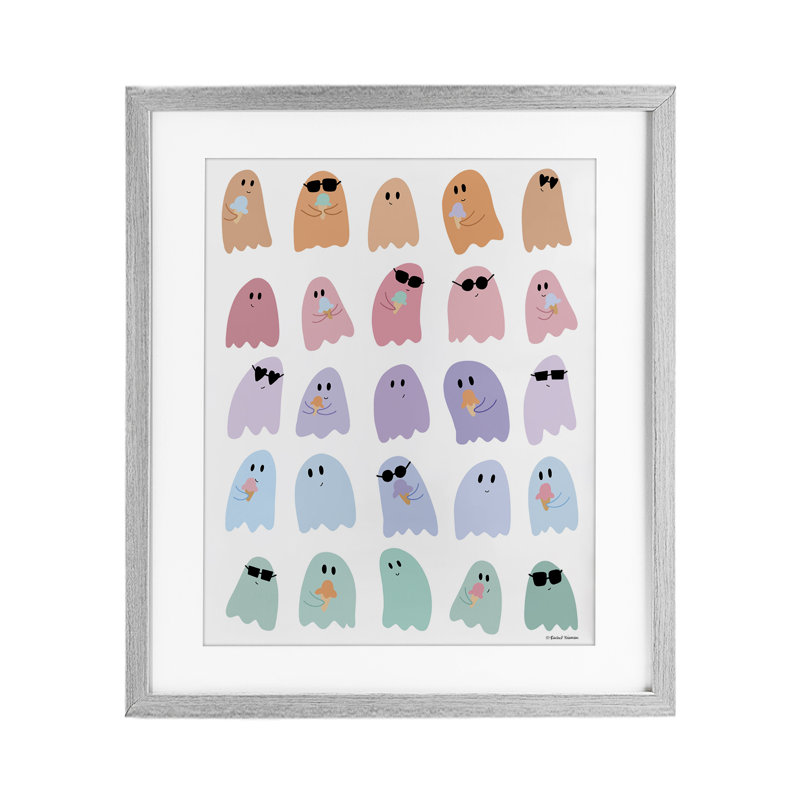 «Spooky Cute Pastel Ghost», reproduction sous verre encadrée, design par Rachel Nieman, H 16 po x l 13 po