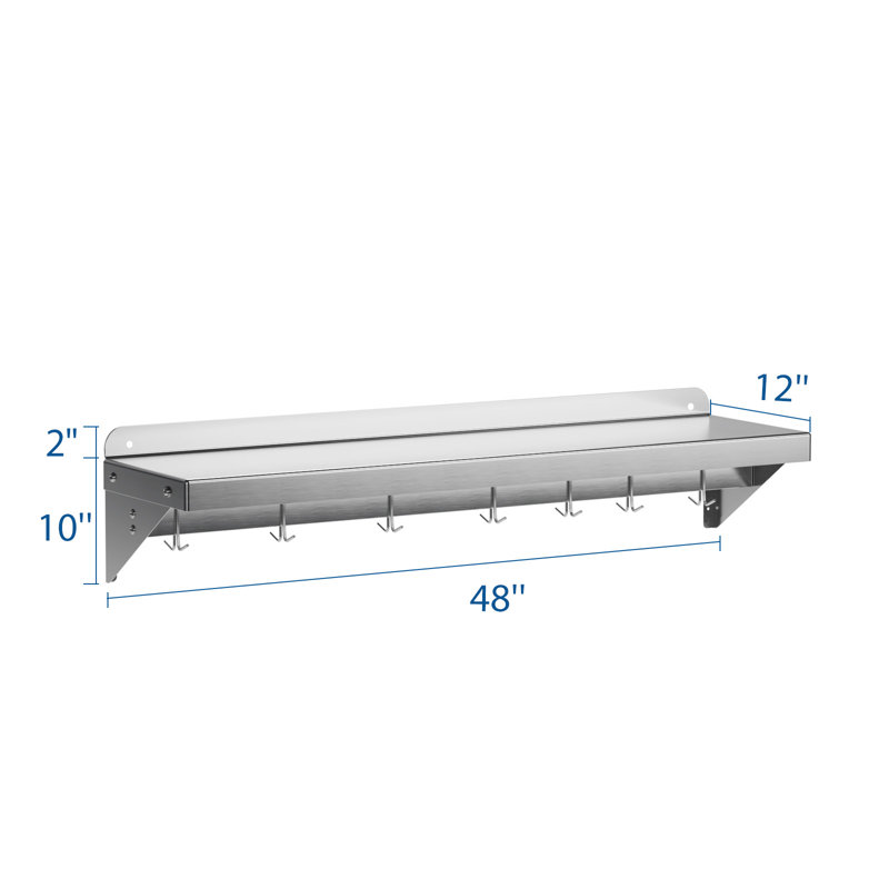 Clo Stainless Steel Ceiling Mounted Rack, 10" H x 48" W x 12" D