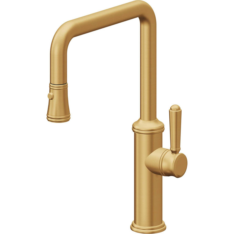 Davoli Kitchen Pull-Down Faucet with Button Sprayer - Quad Spout, Carbon