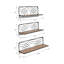 Rangement mural décoratif en métal et en bois pour la décoration intérieure - Sculpture moderne pour la cuisine ou la chambre à coucher - Ensemble de 3, 24 po, 21 po, 19 po, brun et noir