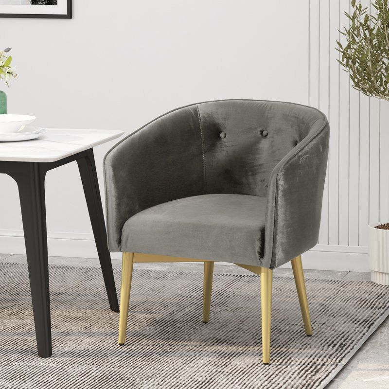Fauteuil 27,5 po en velours capitonné, Gris