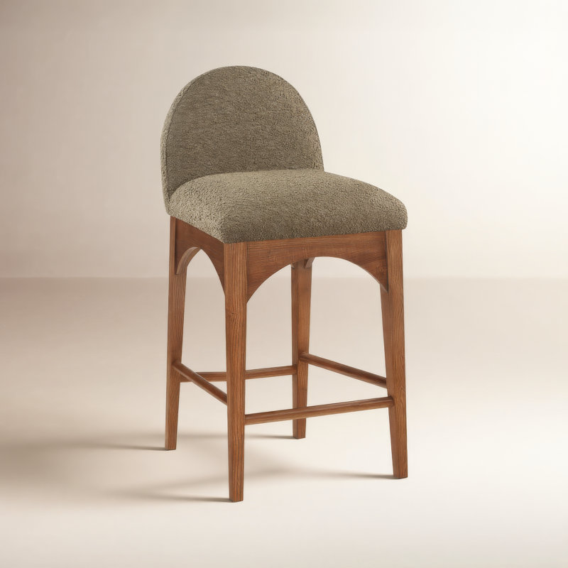 Waldorf Counter Stool, Walnut, Olive Boucle