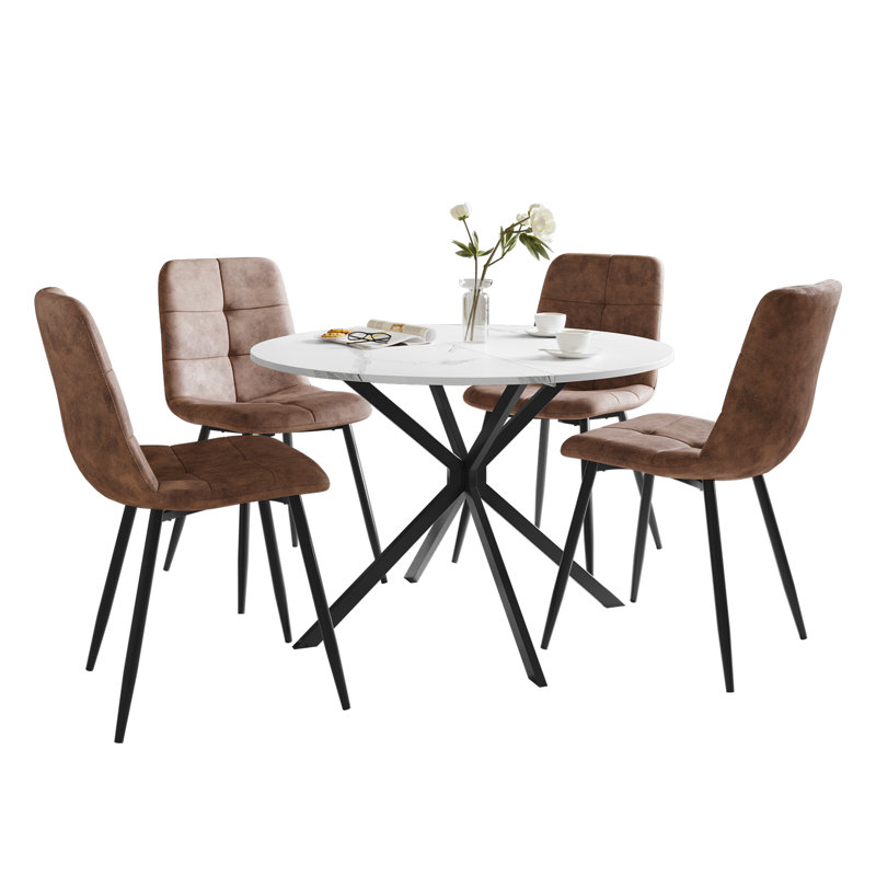 4 - Person Dining Set, Brown, White