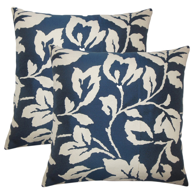 Floral Feather Reversible Throw Pillow