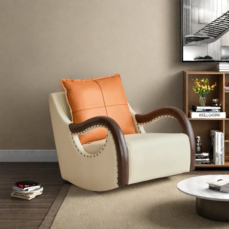 Chaise berçante ergonomique, Blanc cassé / blanc