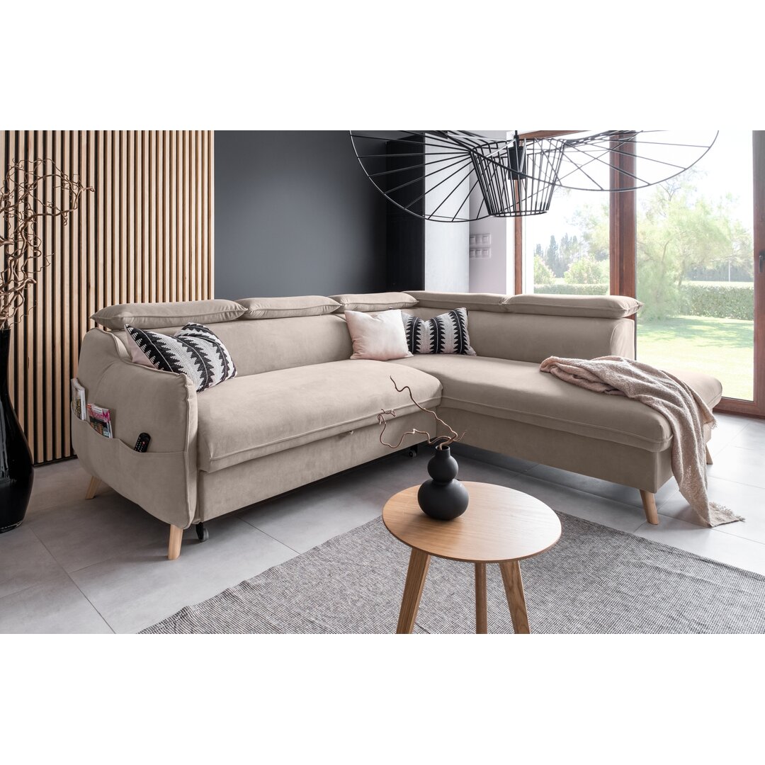 Ecksofa Henry aus Samt mit Bettfunktion