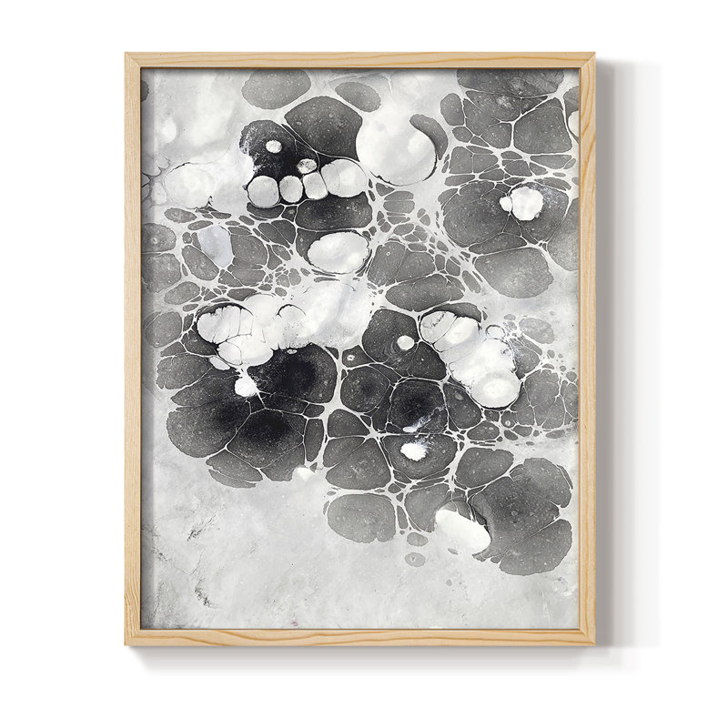 Marbling XIII Framed Print - Solid Wood, Natural, 11" H x 9" W