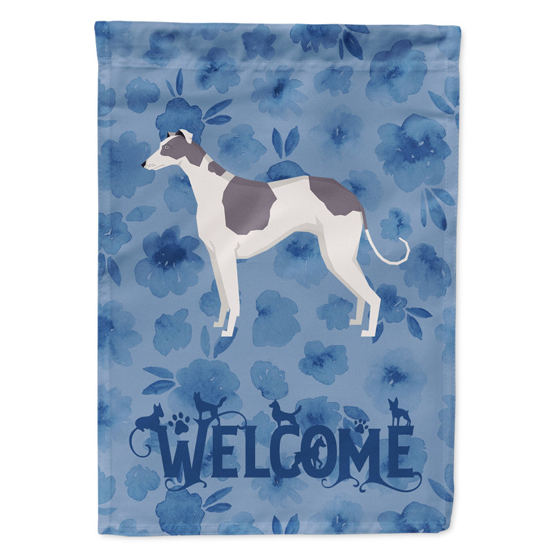 Caniche en polyester à 2 côtés 40 x 28 po standard welcome drapeau maison, Lévrier 1