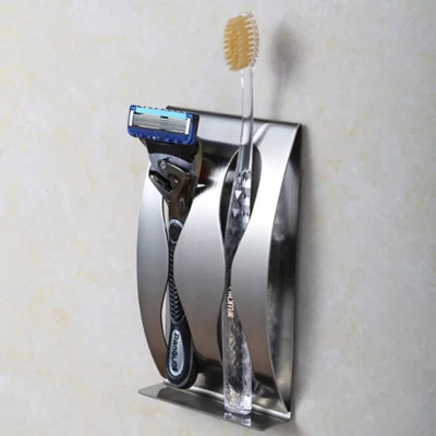 Support de brosse à dents pour salle de bain avec support de rangement pour drain de rasoir mural et antirouille 2 trous