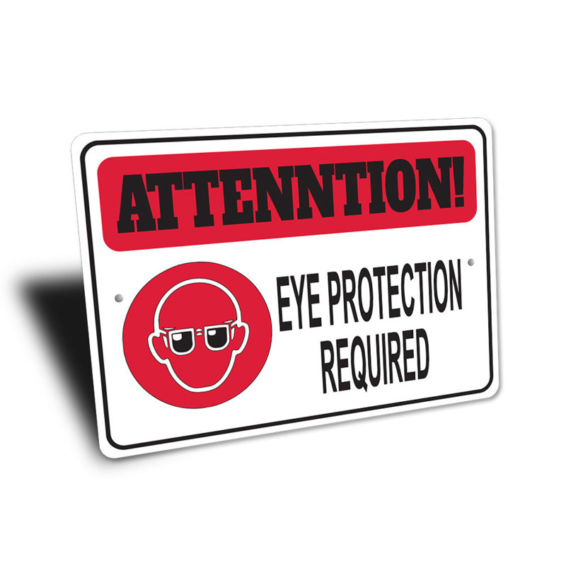 Plaque de protection des yeux requise en aluminium, H 12 po x l 18 po x P 0,06 po