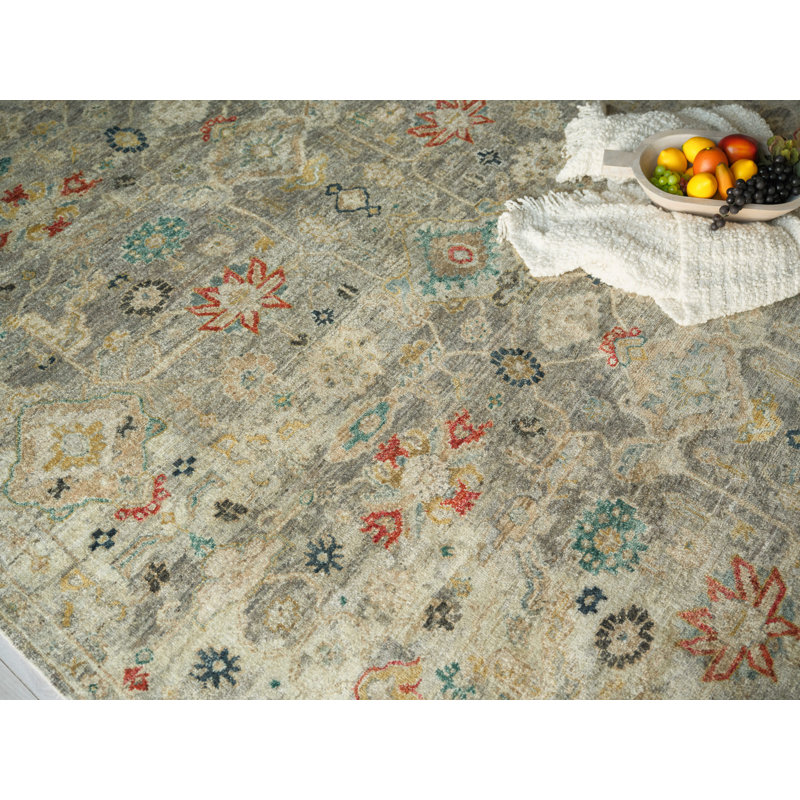 Oxford Hand-knotted Ghazni Wool, Gray Area Rug, Rectangle 6' x 9'