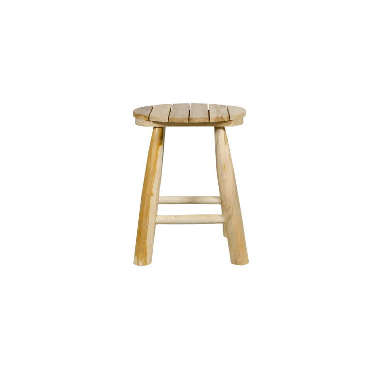 Tabouret rond en bois de teck