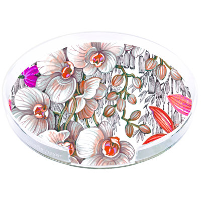 Orchid Phalaenopsis Acrylic Round Placemat Tray