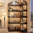 5-Tier Corner Bookshelf with Arched Metal Frame, Industrial L-Shaped Bookcase with Wood and Metal Open Storage Bookcase for Living Room/Bedroom/Kitchen/Home Office-743649894