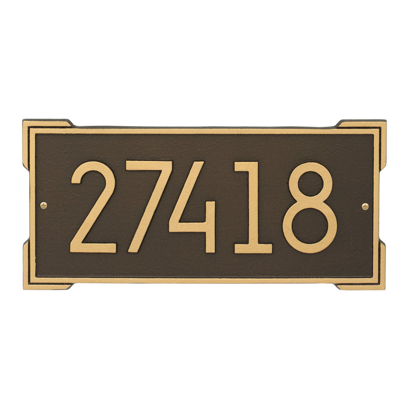 Roanoke Modern Personalized 1-Line Wall Address Plaque, Aged Bronze, Yes
