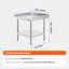Table de travail en acier inoxydable, table de travail de préparation des aliments 24 x 24 x 26 pouces, table de travail robuste à 3 côtés avec dosseret, table de travail en métal à hauteur réglable pour hôtel de restaurant