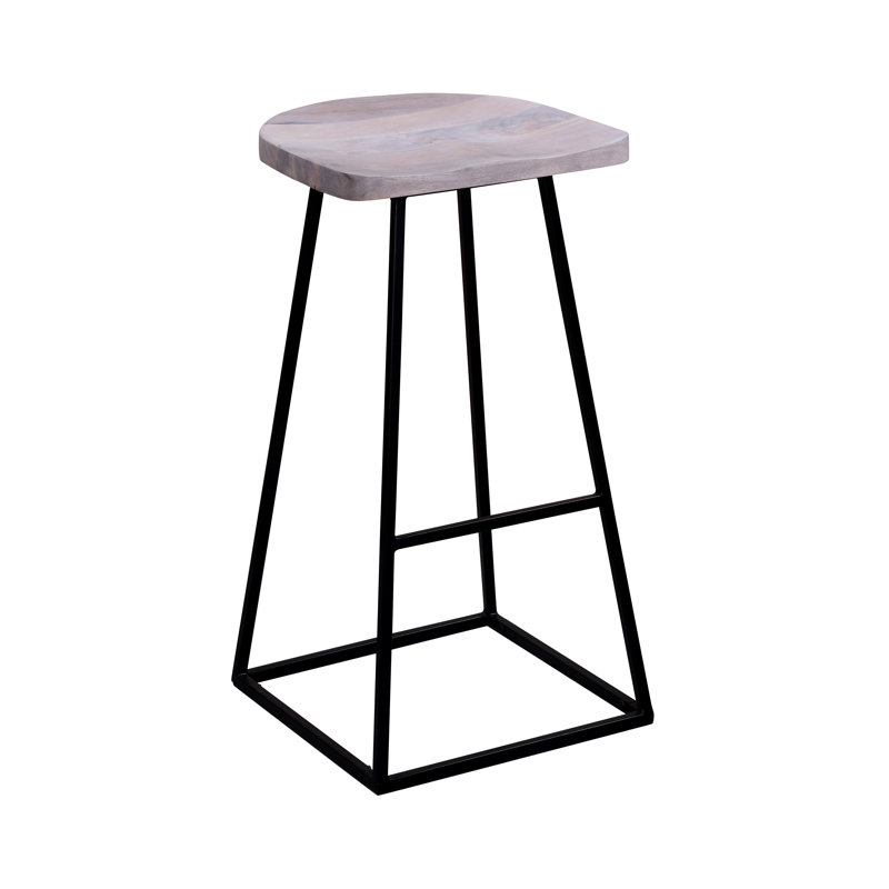 Evis Counter Stool with Metal Frame, Ivory, Bar Stool (30" Seat Height)