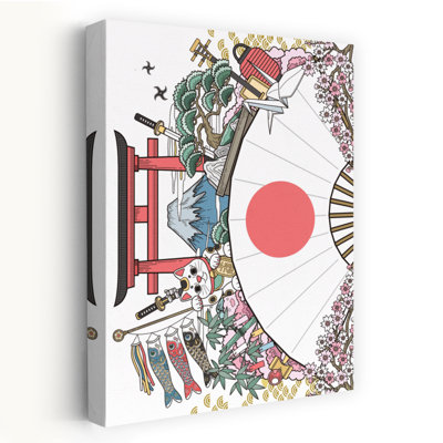 Denetria Contemporary Art Abstract Contemporary Cat Fish Flower Landscape Wall Art 1 Piece Wrapped Canvas Wall Art