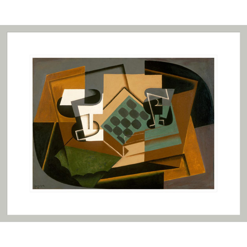 «Chessboard Glass and vaisselle» par Juan Gris - impression giclée encadrée, H 17,32 po x l 21,75 po