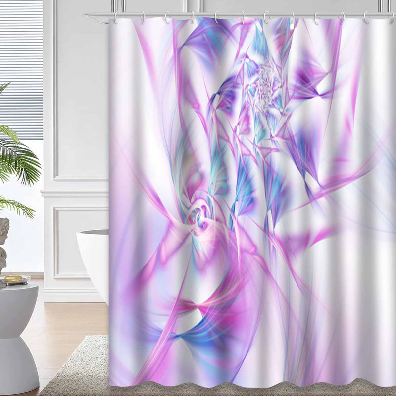 Rideau de douche abstrait à motif de fleurs abstraites avec 12 crochets, L 72 po x l 72 po
