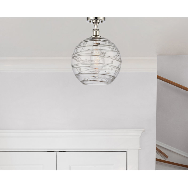 Plafonnier semi-encastré 1 lumière 8 po Anie, Ampoule non incluse, Nickel poli, H 17 po x l 12 po x P 12 po