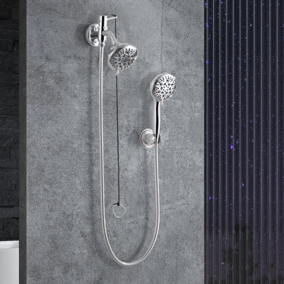 Rain Shower Heads System Including 4.5 Inch Rainfall Shower Head And Handheld Shower Head With Adjustable Holder And 59 Inch Long Stainless Steel Shower Hose