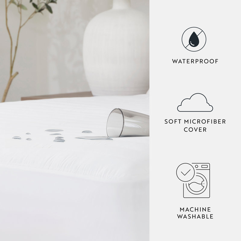 Waterproof Hypoallergenic Fitted Mattress Protector with Comfortable Padding, Queen