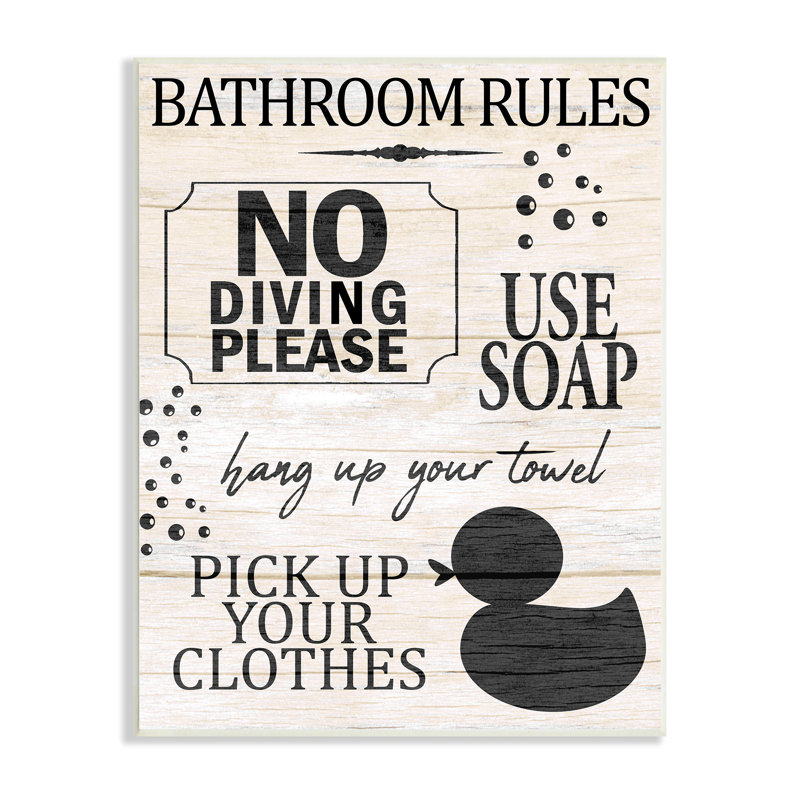 Enseigne de salle de bain, Plaque murale, L 13 po x H 13 po
