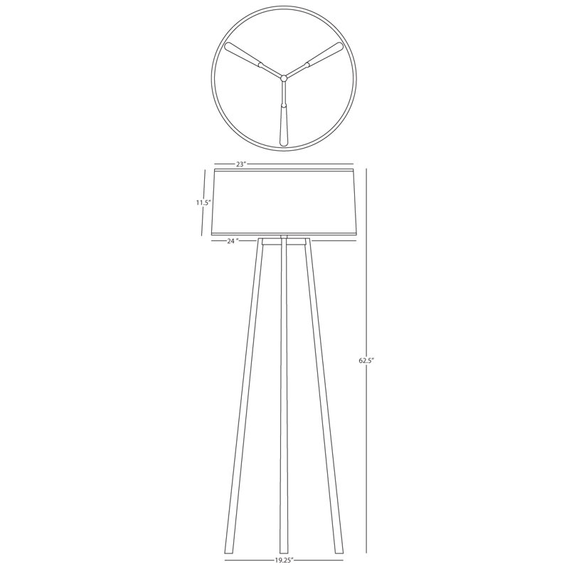 Shinto Elegant Wrought Iron Tripod Floor Lamp with White Fabric Shade