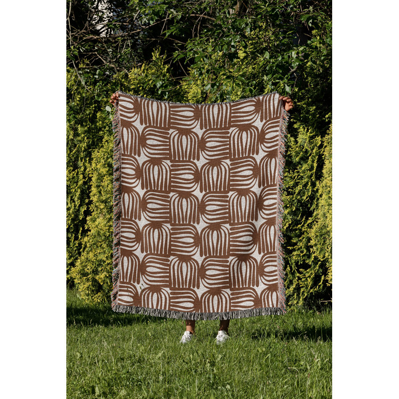 Jeté en coton Hami, Brun rouille, 60 x 60