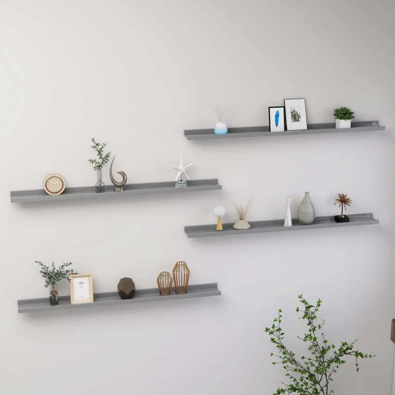 Floating Shelf, 1.2" H x 39.4" W x 3.5" D, Gray