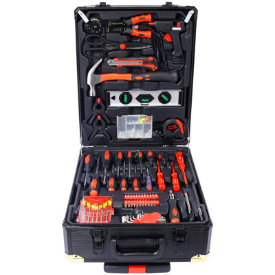 969pcs Home Repair Tool Set Kit for Men, Toolbox Storage Case with 4 Drawers, General Household Tool Kit with Rolling Tool Box, Tool Set Kit for Maintenance, Garden, Homeowner, -Black | 14.50" x 7.80" x 20.20" | Alumi