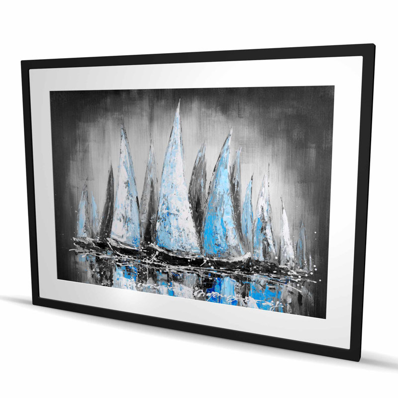 Voiliers bleus - salon industriel, impression encadrée