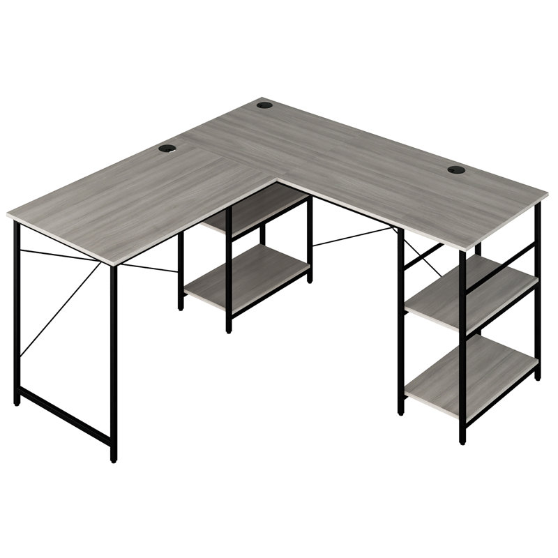 Sera L-Shaped Computer Desk, Gray