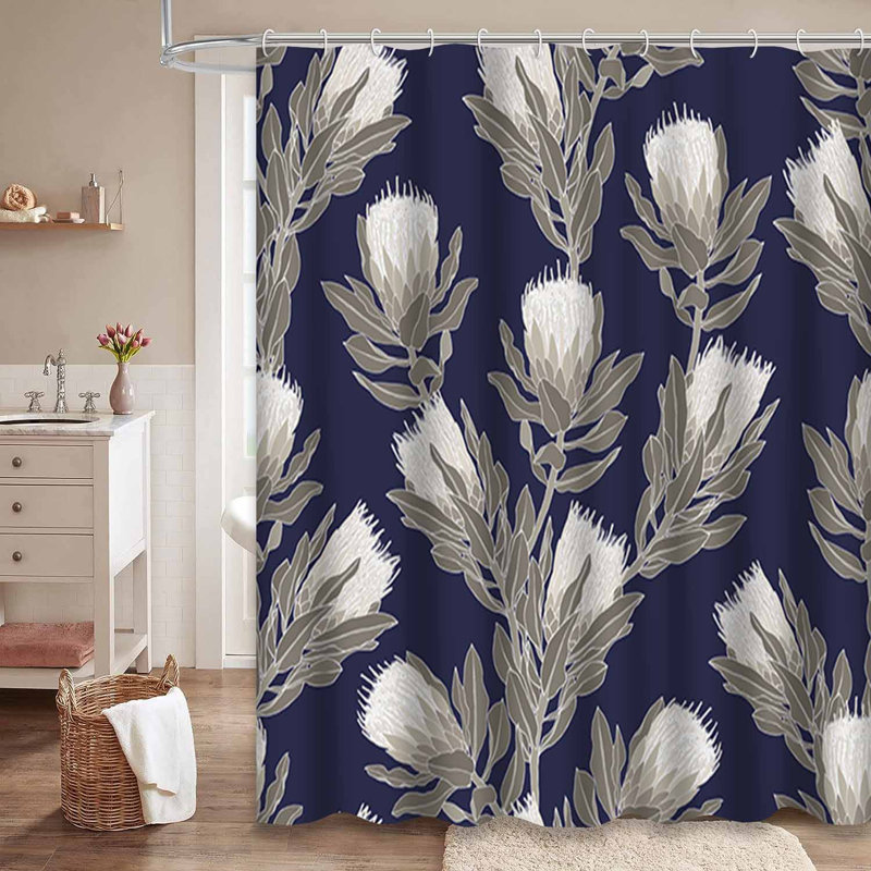 Rideau de douche avec 12 crochets Flower Art, 72" L x 84" W
