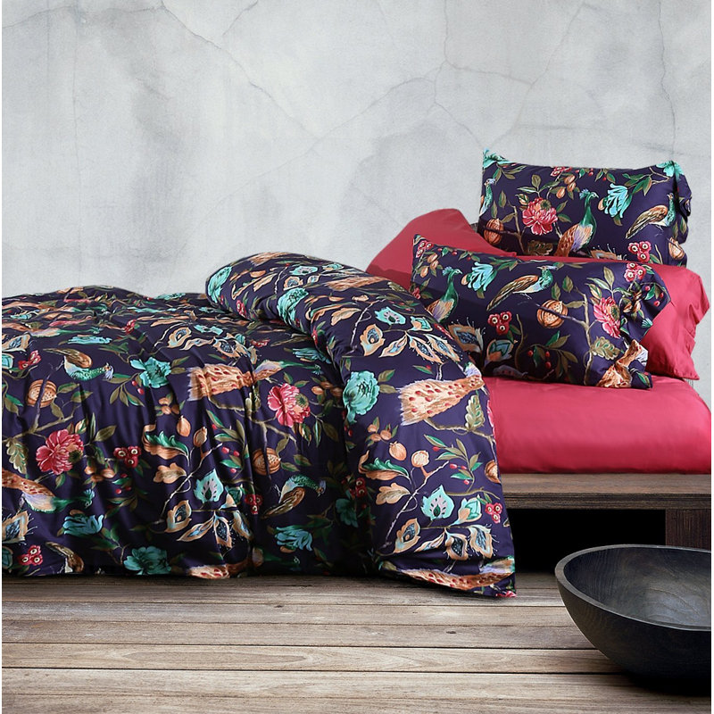 Eclectic Cotton Sateen Duvet Cover, Super King Duvet Cover + 2 King Shams