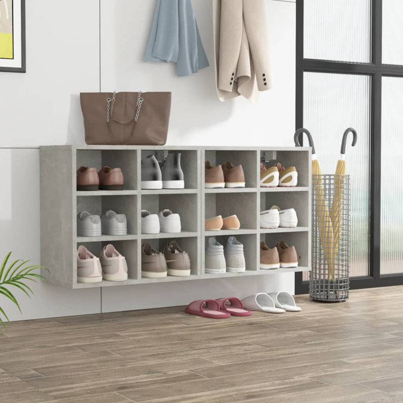 12 Pair Flip Down Shoe Storage, Concrete Grey