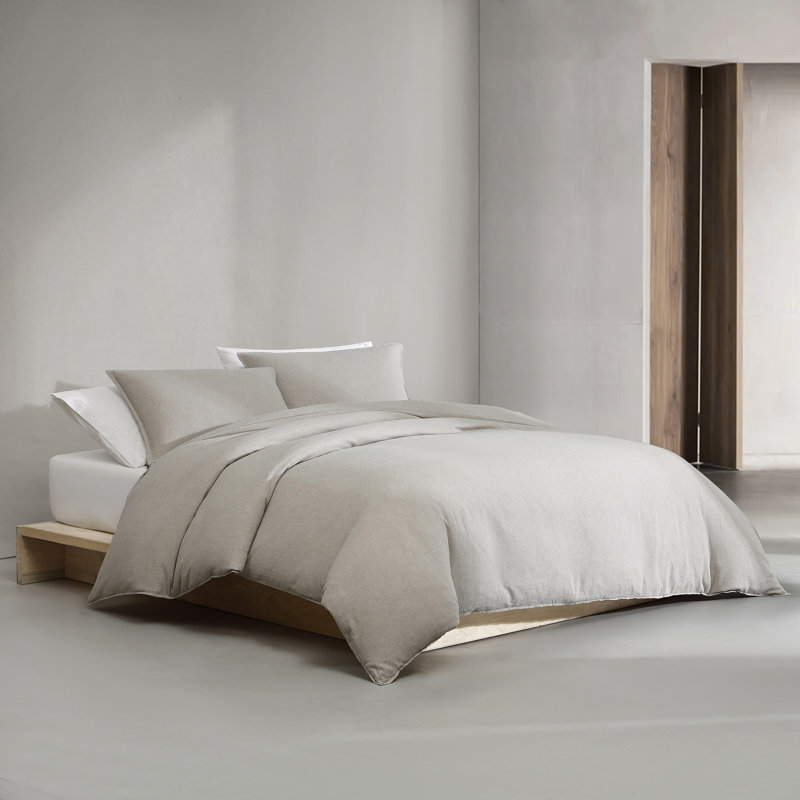 Melange 100% Cotton Standard Duvet Cover Set, King Duvet Cover + 2 King Pillowcases, Natural