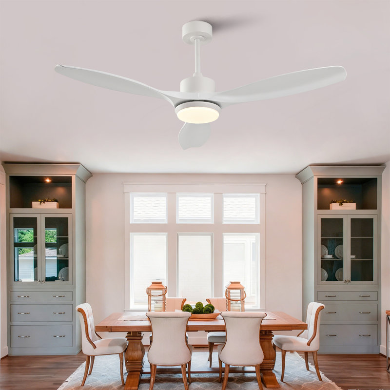 Le ventilateur de plafond blanc moderne le plus vendu de 52 pouces avec lumière, comprend 3 pales en plastique ABS, une télécommande, un moteur à courant continu réversible et un éclairage à DEL à intensité variable.