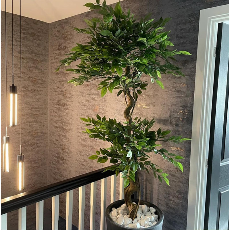 Faux Tree Plant in Plastic Pot Liner, 150cm H x 60cm W x 60cm D, Black