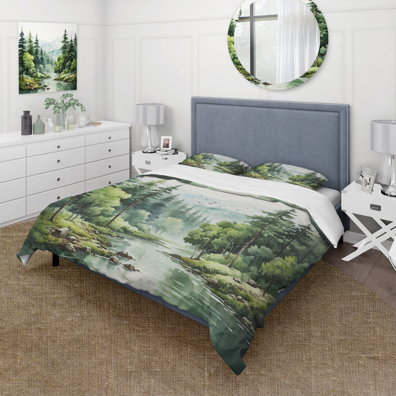 Tranquil Forêts Landscape I - Ensemble de housse de couette paysages - Microfibre de polyester