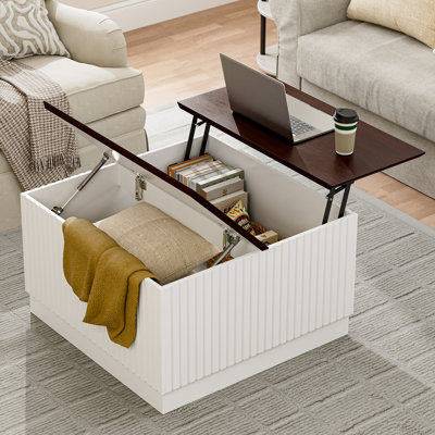 31.5" Lift Top Mid-Century Modern Coffee Table With Storage