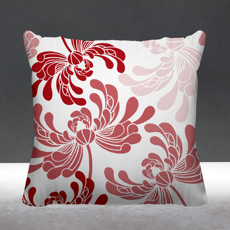 Coussin décoratif intérieur / extérieur Maina, L 19 po x H 19 po, Rouge