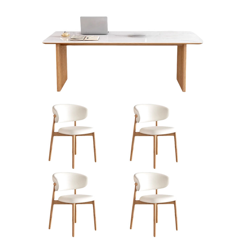 Ensemble de table de salle à manger et de chaises Simple Rock Plate, H 29,52 po x L 70,86 po x l 31,49 po, 5