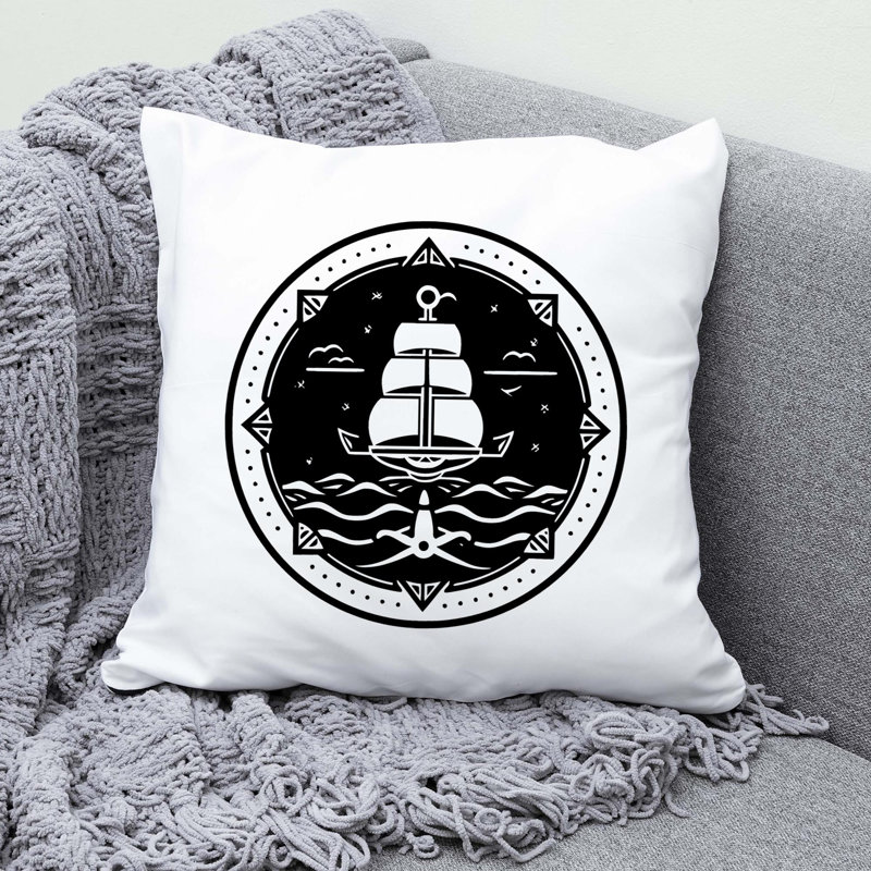 Nautical Sea Life_400 - Coussin décoratif avec coussin décoratif, H 16 po x l 16 po
