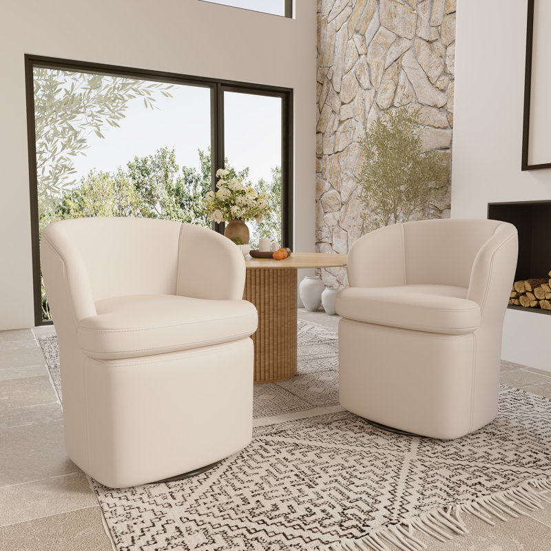 Ensemble de 2 chaises pivotantes en similicuir, Beige
