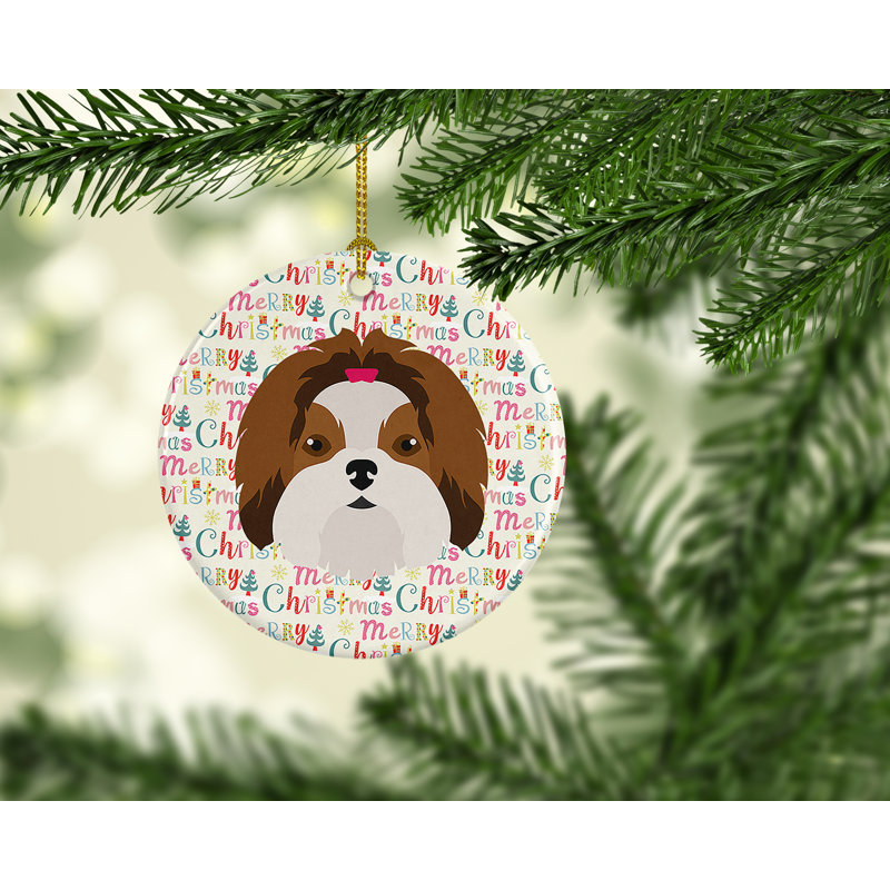 Ornement suspendu Imperial Shih Tzu Merry Christmas