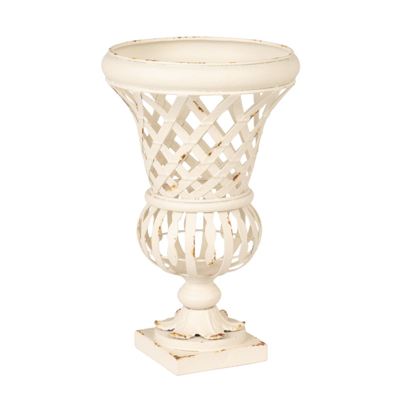 Vase urne en métal blanc
