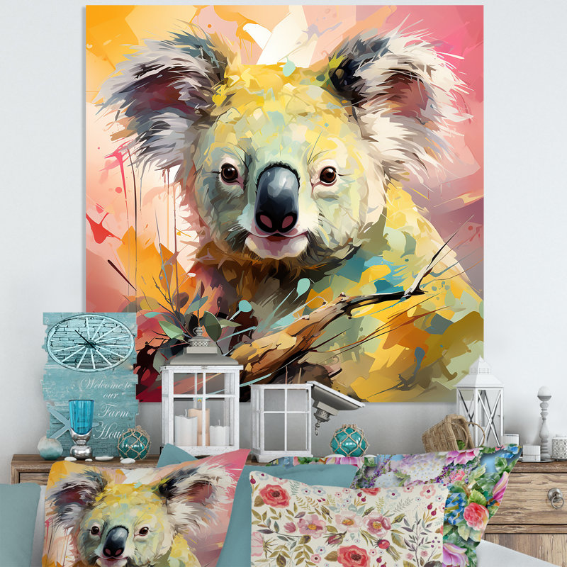 Art floral en métal Koala, H 16 po x l 16 po x P 1 po