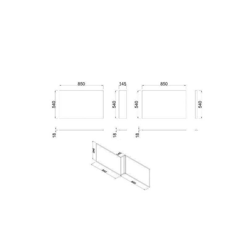 Modern Bathroom MDF Wooden Bath 1700Mm L Shape Front Panel, Gloss Grey